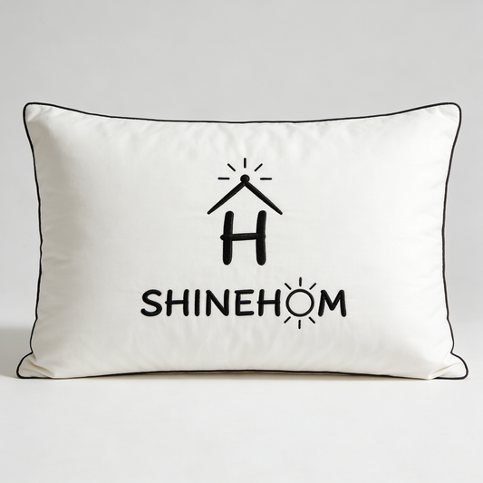 H SHINEHOM Lumbar Support Pillow, Embroidered Decorative Throw Pillow, Soft Rectangular Cushion with Piping for Couch, Bed, Office Chair, Home Decor