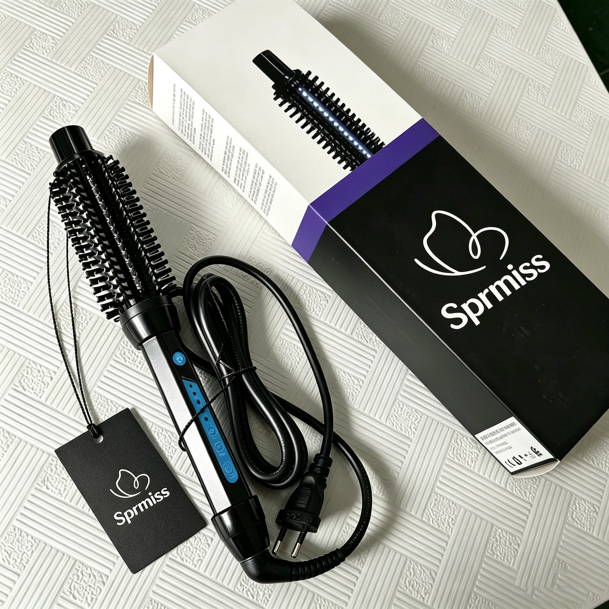 Sprmiss Electric hair rollers, Ceramic Heated Round Hair Curler Brush for Natural‑Looking Curls & Volume