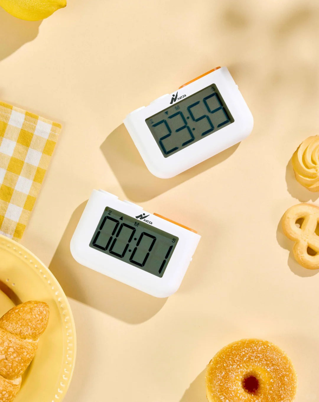 NETZU Digital Kitchen Timer, Large Bold LCD Display Electronic Timer with Magnetic Back & Foldable Stand, Count Up & Count Down Cooking Timer, One Touch Orange Button for Baking, Studying, Workout, Classroom