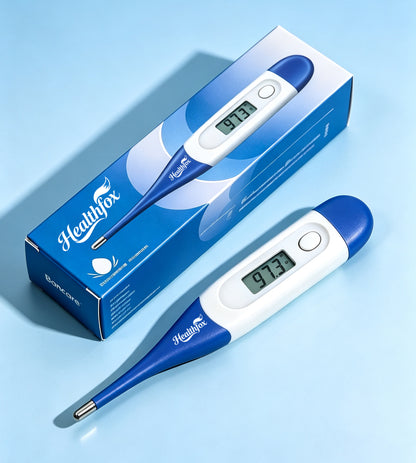 Healthfox Digital Thermometer, Soft Tip Oral Underarm Rectal Thermometer for Adults Kids Babies, Fast Reading Body Temperature Monitor with LCD Display