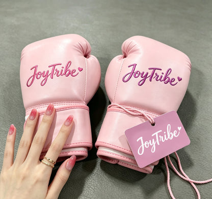 JoyTribe Pink Boxing Gloves, Premium PU Leather Training Gloves for Punching Bag, Sparring, Kickboxing & Muay Thai, Comfort Fit Hand Protector for Beginner Female
