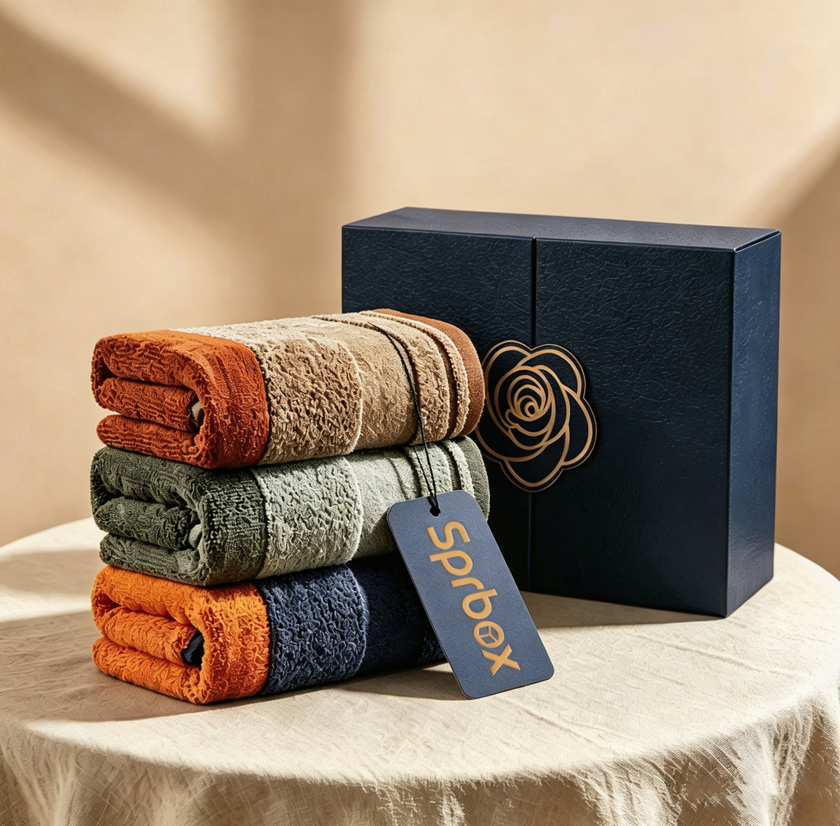 Sprbox Luxury Cotton Bath Towels Set, 3‑Pack Ultra Soft Highly Absorbent Decorative Hand Towels, Premium Towels for Bathroom, Hotel, Spa, Home Gift Box Set
