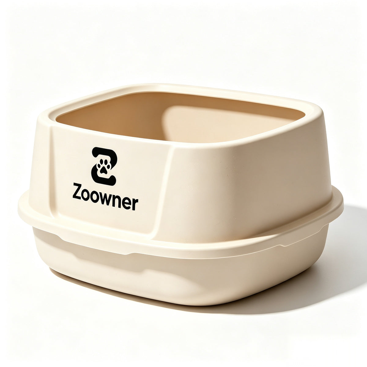 Zoowner Open Top Cat Litter Box, High Side Anti‑Scatter Cat Litter Pan for Indoor Cats, Spacious Large Size Easy Clean Kitty Litter Tray