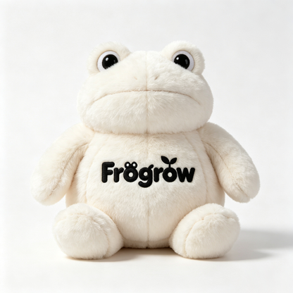 Frogrow Cute White Frog Stuffed Animal Plush Toy Soft‑Touch Frog Plushie Decorative Throw Pillow, Great Gift for Kids Adults
