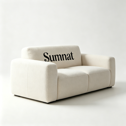 Sumnat 2-Seater Cloud Loveseat Sofa, Cream Bouclé Fabric Modern Minimalist Couch, Oversized Square Arm Comfy Small Sofa for Living Room Apartment Studio