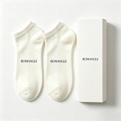 ROMANGLE Men's Soft Ribbed Ankle Crew Socks, Breathable Cotton Casual Daily Socks 5 Pairs Multipack