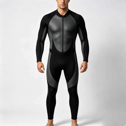Nexushark Men's Full Body Wetsuits, Front Zipper Long Sleeve Neoprene Diving Suit, Stretch Thermal Wetsuit for Snorkeling, Surfing, Swimming, Kayaking Water Sports
