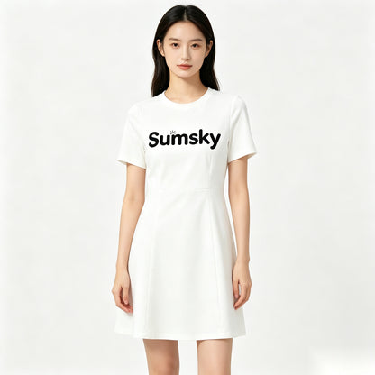 Sumsky Women’s Short Sleeve Crew Neck T-Shirt Dress, Casual A-Line Mini Dress, Soft Breathable Everyday Summer Dress, Fashion Graphic Short Dress