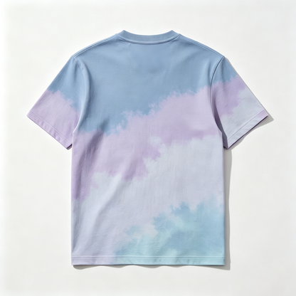 Lionose Tie Dye Short Sleeve T-Shirt, Soft Crew Neck Casual Tee, Pastel Cloud Print Loose Fit Summer Top for Men Women Daily Wear