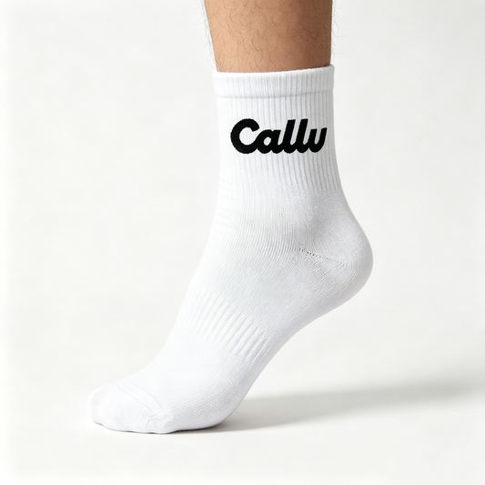 【Callu Classic White Crew Socks】—— Minimalist Comfort for All-Day Wear