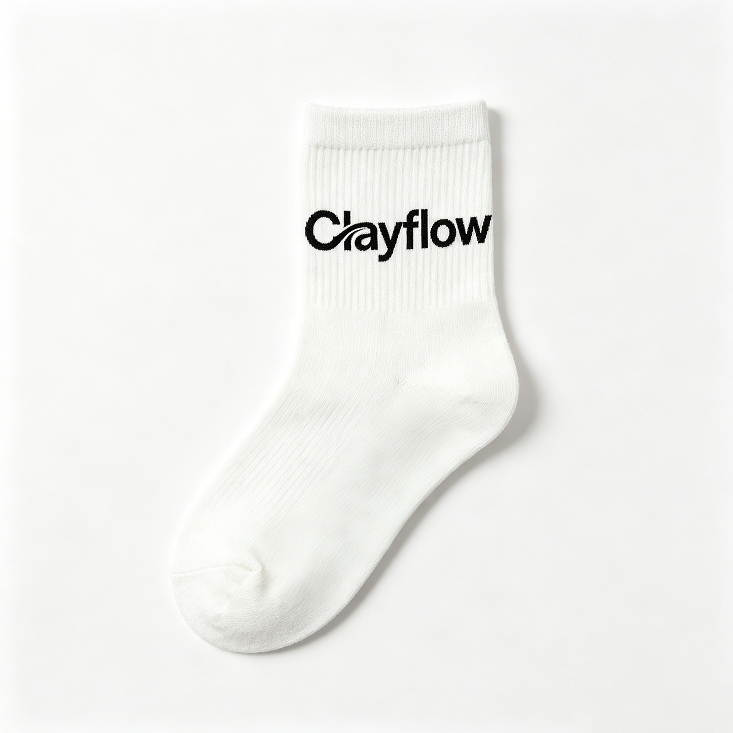 Clayflow Socks, 5 Pairs, Breathable Cotton Athletic Socks, Non-Slip, Cushioned Sole, White Casual Crew Socks for Men & Women