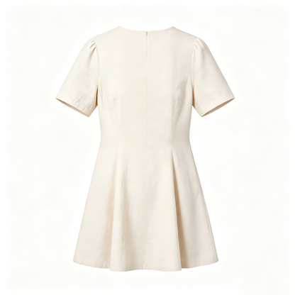 Girlimage Women Casual A‑Line Mini Dress, Short Puff Sleeve Summer Skater Dress