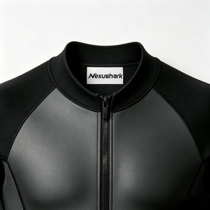 Nexushark Men's Full Body Wetsuits, Front Zipper Long Sleeve Neoprene Diving Suit, Stretch Thermal Wetsuit for Snorkeling, Surfing, Swimming, Kayaking Water Sports