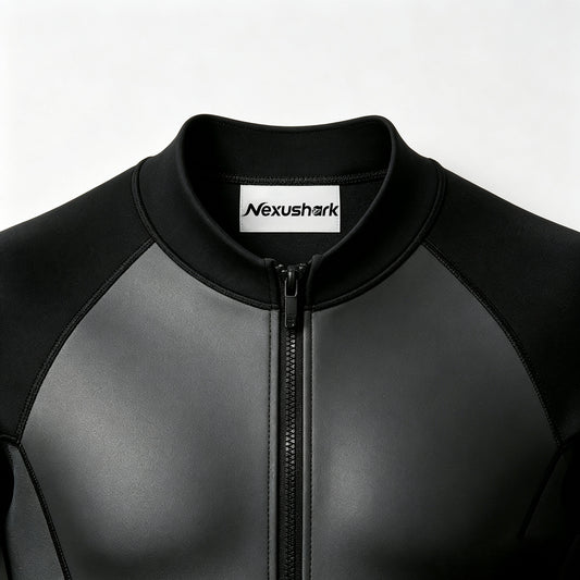 Nexushark Men's Full Body Wetsuits, Front Zipper Long Sleeve Neoprene Diving Suit, Stretch Thermal Wetsuit for Snorkeling, Surfing, Swimming, Kayaking Water Sports