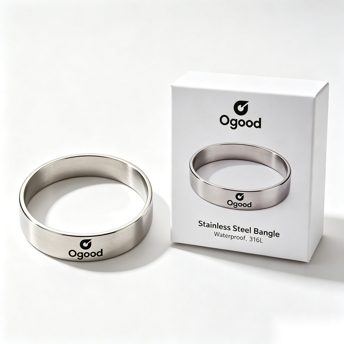 Ogood 316L Stainless Steel Bangle, Classic Matte Metal Bracelet Jewelry for Men and Women