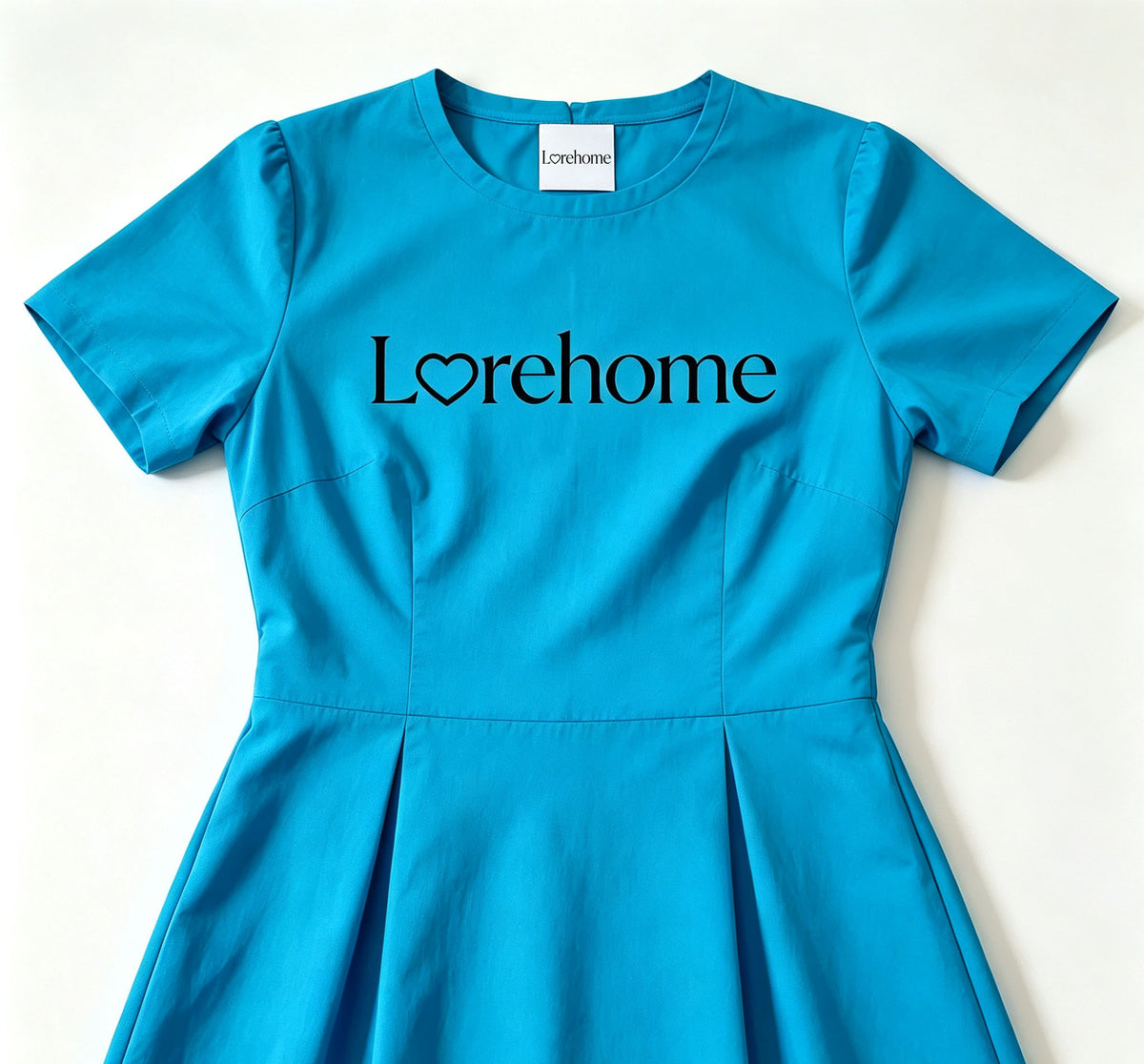 Lorehome Casual Fit‑and‑Flare Mini Dress, Short Sleeve Solid Color Pleated Skater Dress for Women