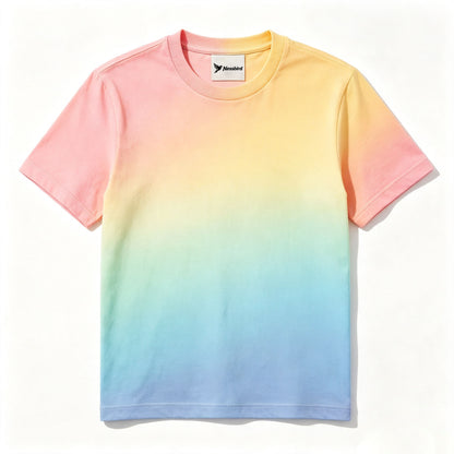 Nessbird Gradient Tie‑Dye Short Sleeve T‑Shirt, Crew Neck Casual Soft Cotton Tee for Daily Wear Unisex