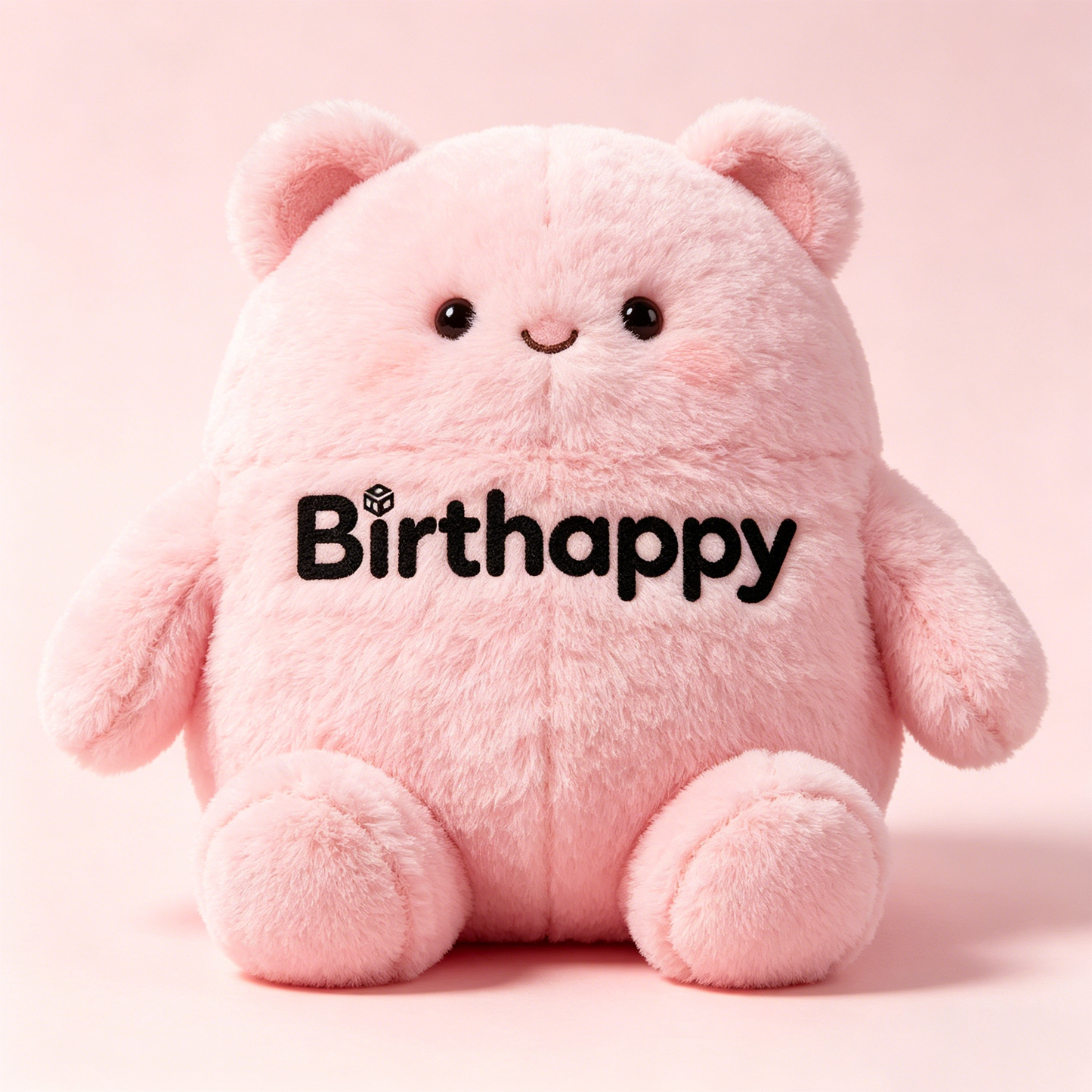 【Birthappy Pink Round Bear Plush Toy】—— Cute & Cozy Companion for All Ages