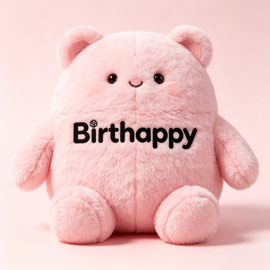 【Birthappy Pink Round Bear Plush Toy】—— Cute & Cozy Companion for All Ages