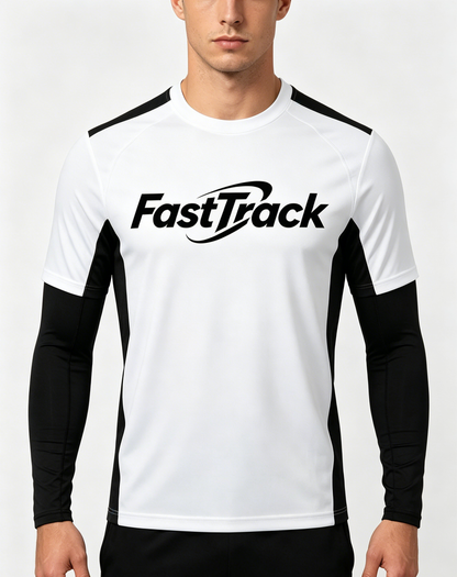FastTrack Quick Dry Men's Color Block Workout Long Sleeve Tee, Lightweight Athletic Training Top
