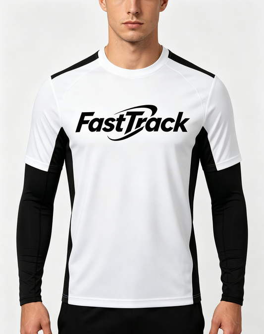 FastTrack Quick Dry Men's Color Block Workout Long Sleeve Tee, Lightweight Athletic Training Top