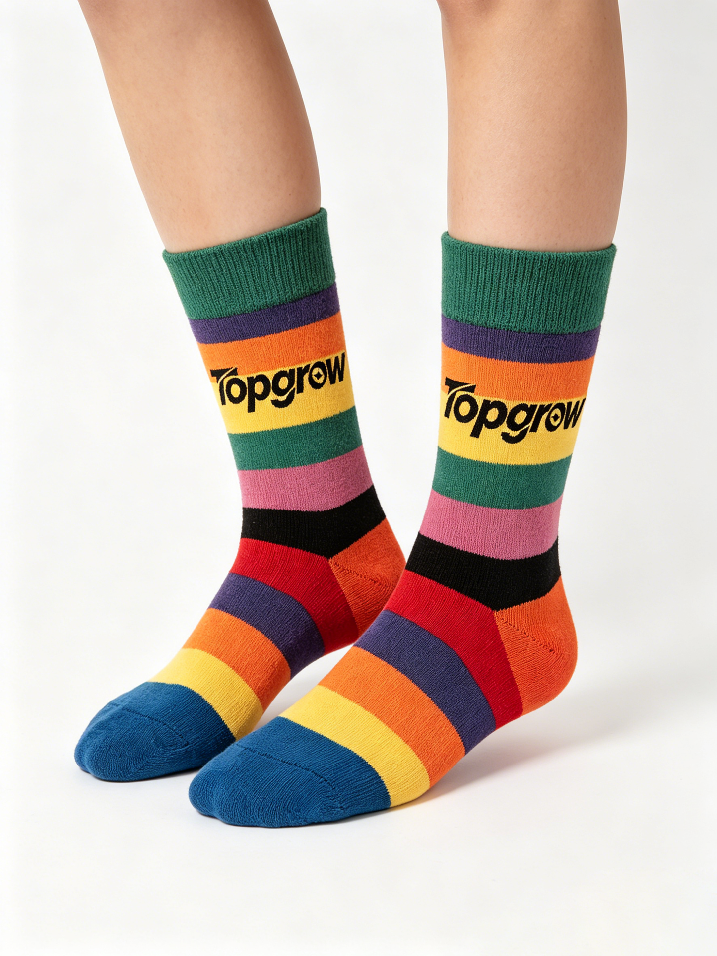 【Topgrow Rainbow Stripe Crew Socks】—— Stylish Choice for Comfort & Fashion