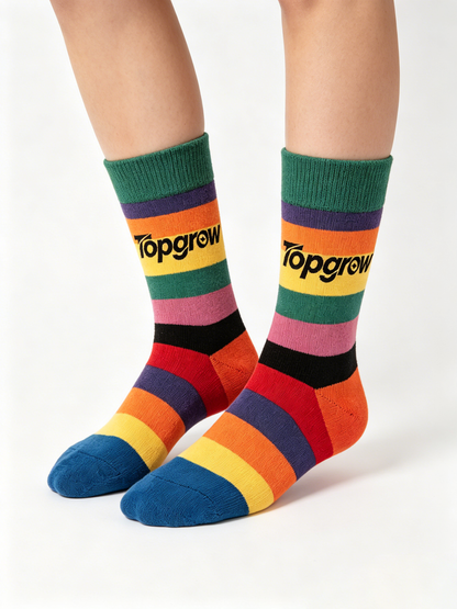 【Topgrow Rainbow Stripe Crew Socks】—— Stylish Choice for Comfort & Fashion