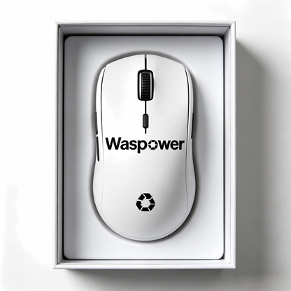 Waspower Wireless Gaming Mouse, High-Precision Ergonomic Computer Mouse with Adjustable DPI, Long Battery Life, White