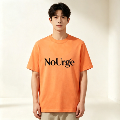 NoUrge Men’s Crew Neck Cotton Graphic T-Shirt, Loose Fit Short Sleeve Casual Basic Tee, Soft Breathable Orange Summer Streetwear Top