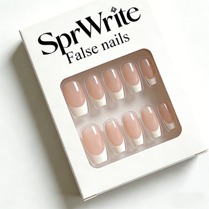 SprWrite Classic French Tip Press-On Nails – Timeless Elegance, Salon-Quality at Home