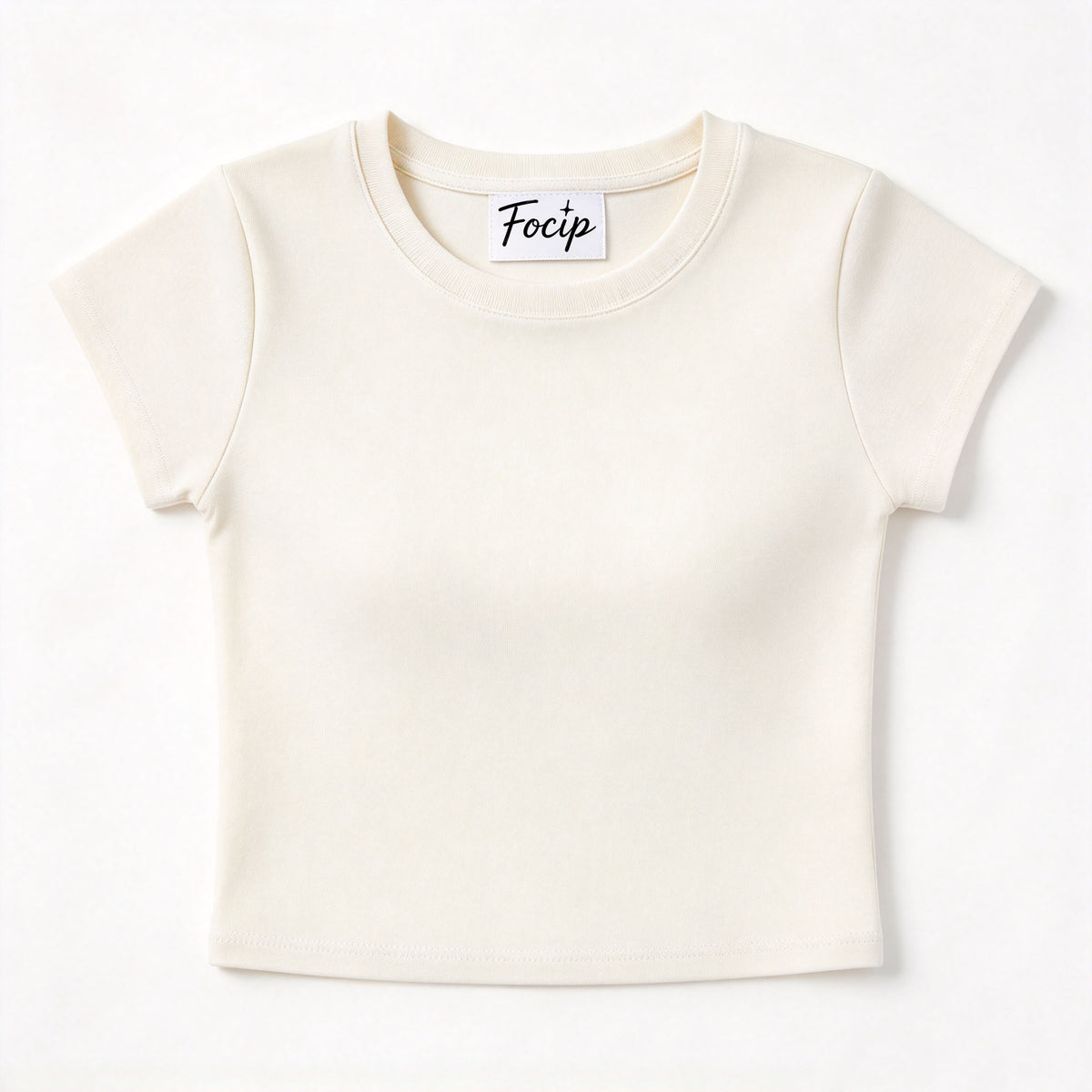 Focip Women's Crew Neck Short Sleeve T-Shirt, Slim Fit Cropped Basic Tee, Soft Stretchy Casual T-Shirts for Women Daily Wear