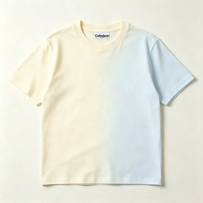 Cafedear Gradient Color Crew Neck Short‑Sleeve T‑Shirt, Casual Loose‑Fit Soft Cotton Tee Shirt Summer Daily Wear Tops