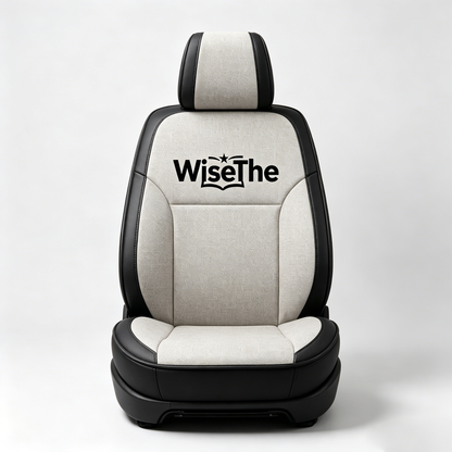 WiseThe Two-Tone Linen & Faux Leather Car Seat Cover, Breathable Full Wrap Auto Seat Protector, Ergonomic Universal Car Seat Cushion for Sedan SUV Truck