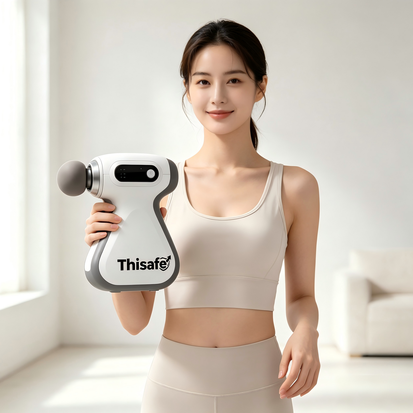 Thisafe Massage Gun, Portable Deep Tissue Percussion Massager for Muscle Relief, 6 Adjustable Speed Levels, Rechargeable Compact Handheld Massager for Gym, Office, Travel, Relieve Soreness on Back, Leg, Shoulder & Neck