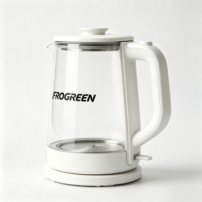 FROGREEN Glass Electric Tea Kettle, BPA Free Borosilicate Hot Water Boiler, Auto Shut Off & Boil Dry Protection Clear Electric Water Kettle for Home Office Dorm