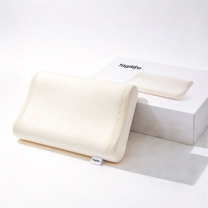Sigilife Memory Foam Pillow, Ergonomic Contour Neck Support Pillow for Side Back Sleepers, Breathable Cooling Bed Pillow, Vacuum Compressed Shipment