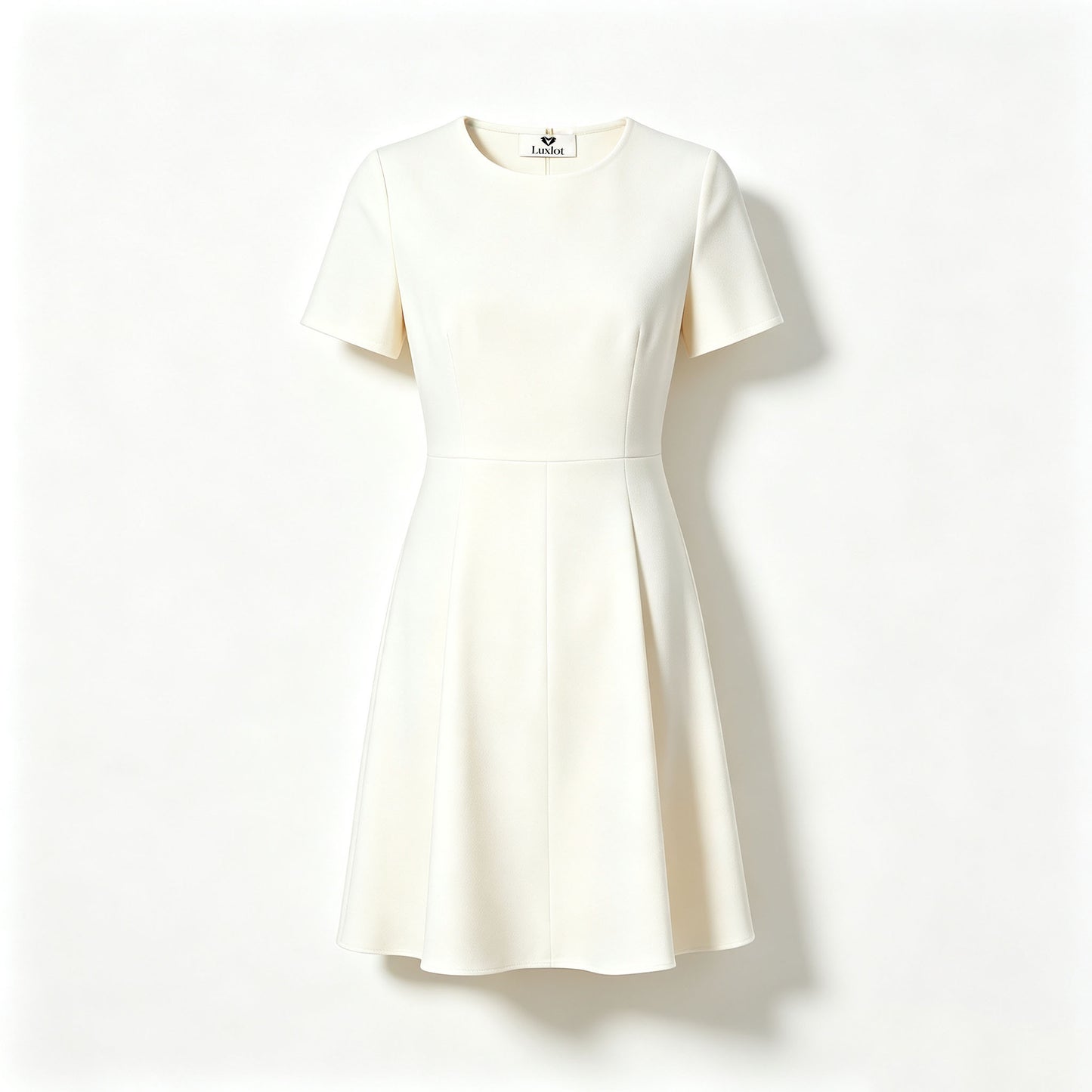 Luxlot Women Round Neck Short Sleeve Work Dresses Elegant Fit‑and‑Flare A‑Line Formal Casual Mini Dress