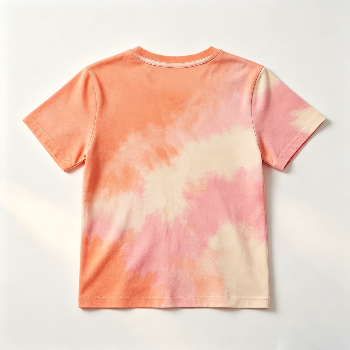 Slobaby Kids Tie Dye Short Sleeve T-Shirt, Soft Crew Neck Casual Tee, Orange Pink Cloud Gradient Summer Top for Boys Girls Daily Wear