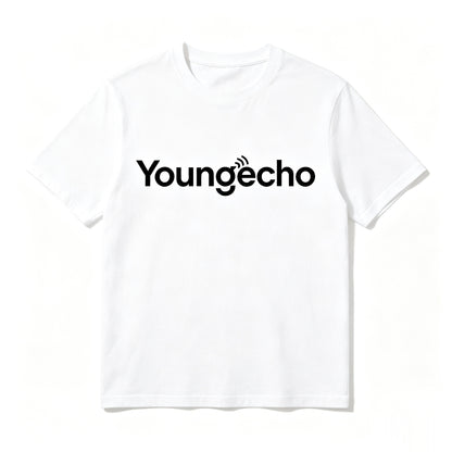 Youngecho Men’s Classic Crew Neck Short Sleeve T-Shirt, 100% Soft Cotton Loose Fit Basic Tee, Minimalist Casual White T Shirt for Daily Street Sports Wear