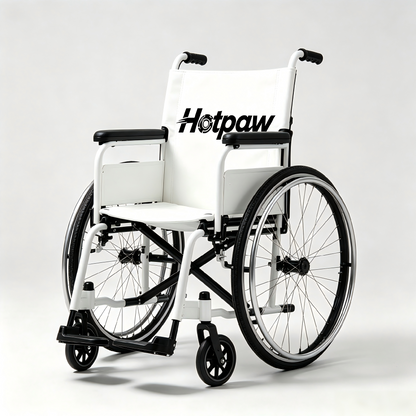 Hotpaw Lightweight Foldable Manual Wheelchair, Portable Transport Wheelchair with Large Rear Wheels for Seniors & Disabled Adults, Indoor Outdoor Travel Mobility Chair