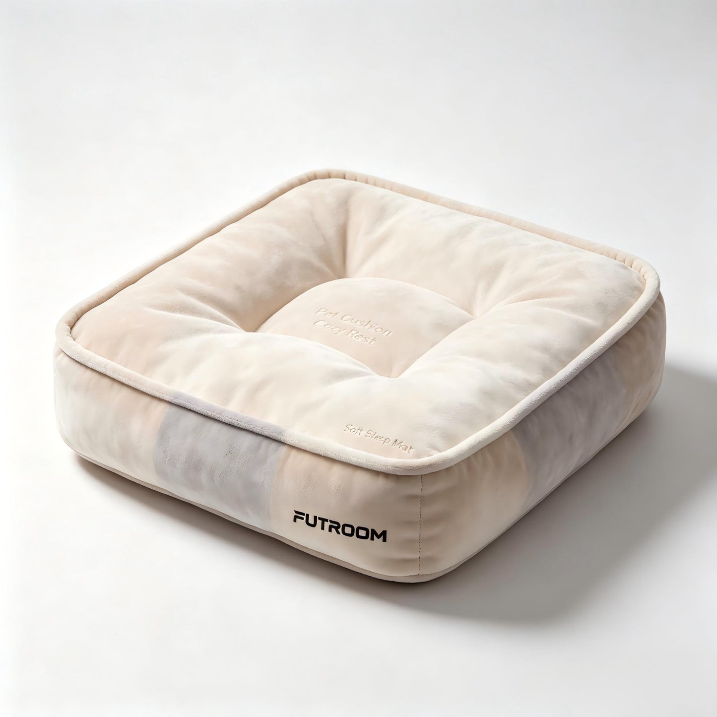 FUTROOM Square Plush Pet Cushion Bed, Thick Fluffy Washable Pet Sleeping Mat, Soft Cozy Pet Floor Cushion for Cats Small Medium Dogs