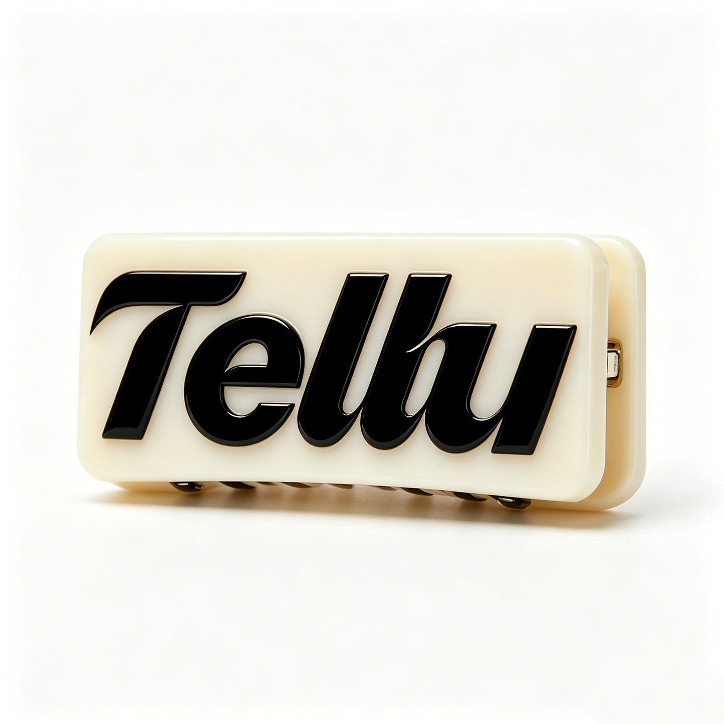 Tellu Retro Letter Hair Barrettes for Women, Cream Rectangle Acrylic Hair Clip, Non Slip Metal Spring Hair Clamp, Trendy Daily Hairstyle Accessory for Thick Thin Hair