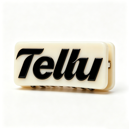 Tellu Retro Letter Hair Barrettes for Women, Cream Rectangle Acrylic Hair Clip, Non Slip Metal Spring Hair Clamp, Trendy Daily Hairstyle Accessory for Thick Thin Hair