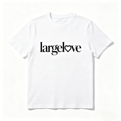 largelove Men Classic Crew Neck Short Sleeve T-Shirt, Soft 100% Cotton Basic Tee Minimal Heart Letter Graphic Casual Daily Top