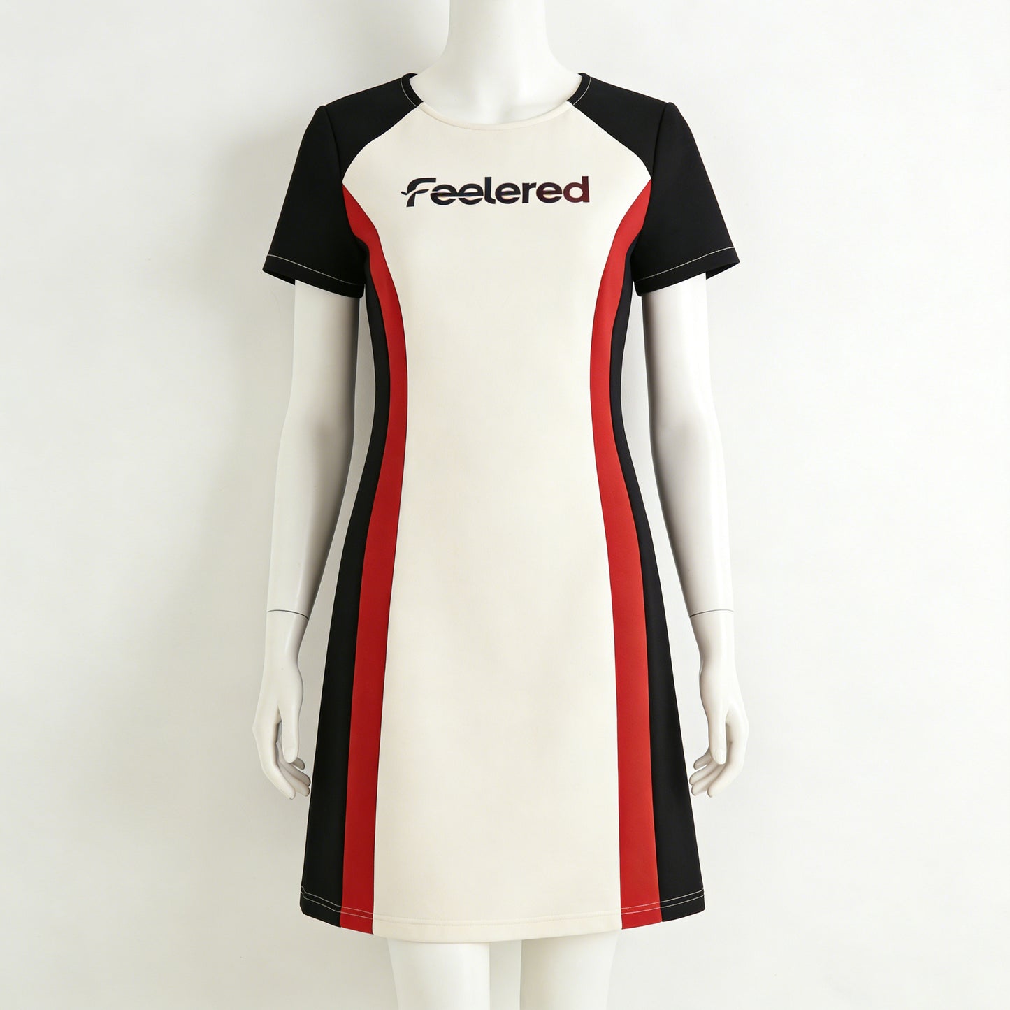 【Feelered Color-Block Sheath Dress】—— Stylish Choice of Silhouette & Sporty Elegance