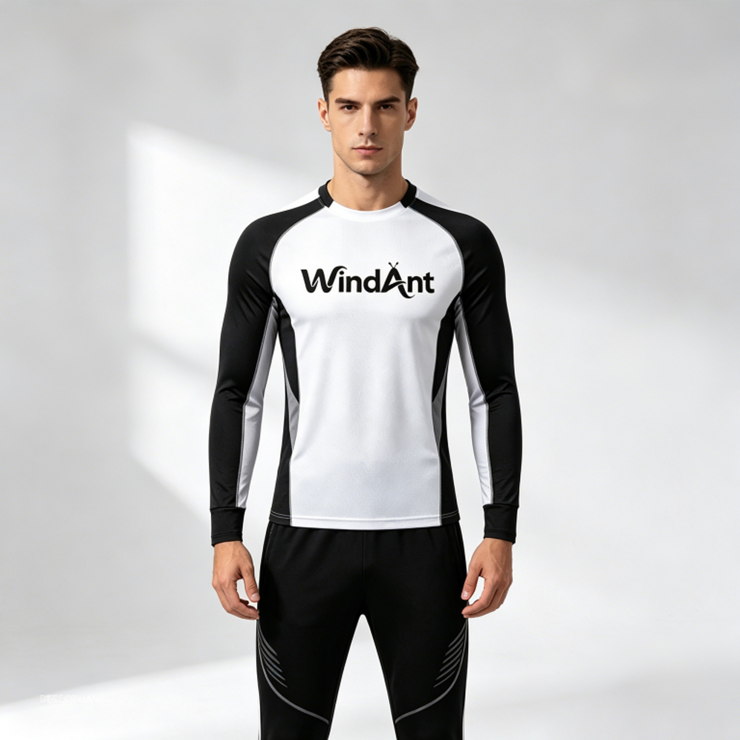 WindAnt Men’s 2 Piece Tracksuit, Long Sleeve Athletic T-Shirt + Jogger Pants Set, Quick Dry Workout Sweat Suit for Soccer Running Training