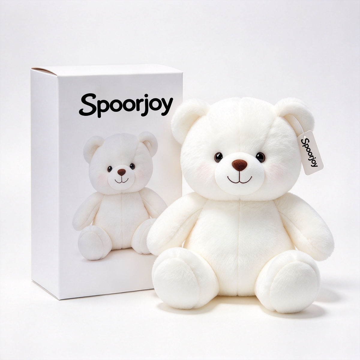 Spoorjoy White Teddy Bear Plush Toy, Soft Stuffed Animal Bear, Cute Plush Bear Gift for Kids Girls Boys and Lovers