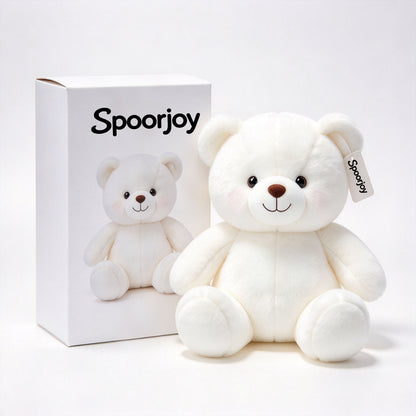 Spoorjoy White Teddy Bear Plush Toy, Soft Stuffed Animal Bear, Cute Plush Bear Gift for Kids Girls Boys and Lovers