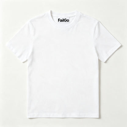 FailGo Basic White Crew‑Neck Short‑Sleeve T‑Shirt, Premium Soft‑Fit Plain Casual Tee For Everyday Wear