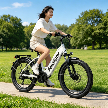 Fastiger City Commuter Bike, 7-Speed Cruiser Bicycle with Wide Tires, Comfortable Urban Bicycle for Adults